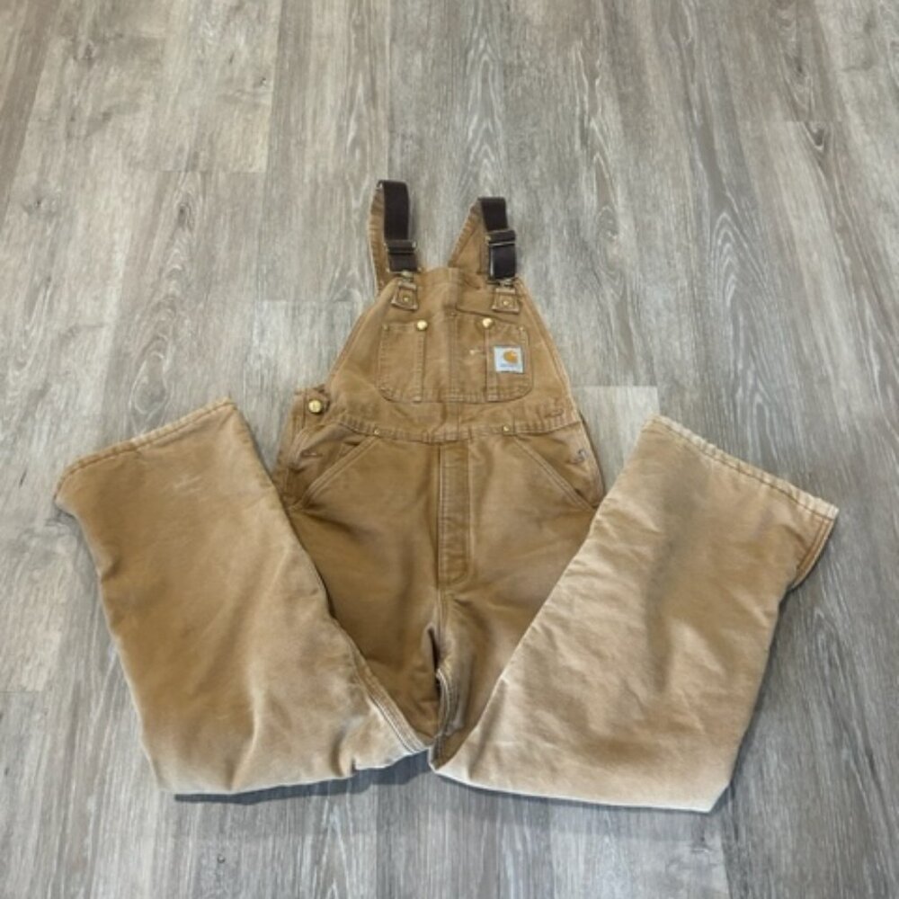 Carhartt Overalls Quilted Insulated Zip to Waist Duck Overalls Bib 30x30